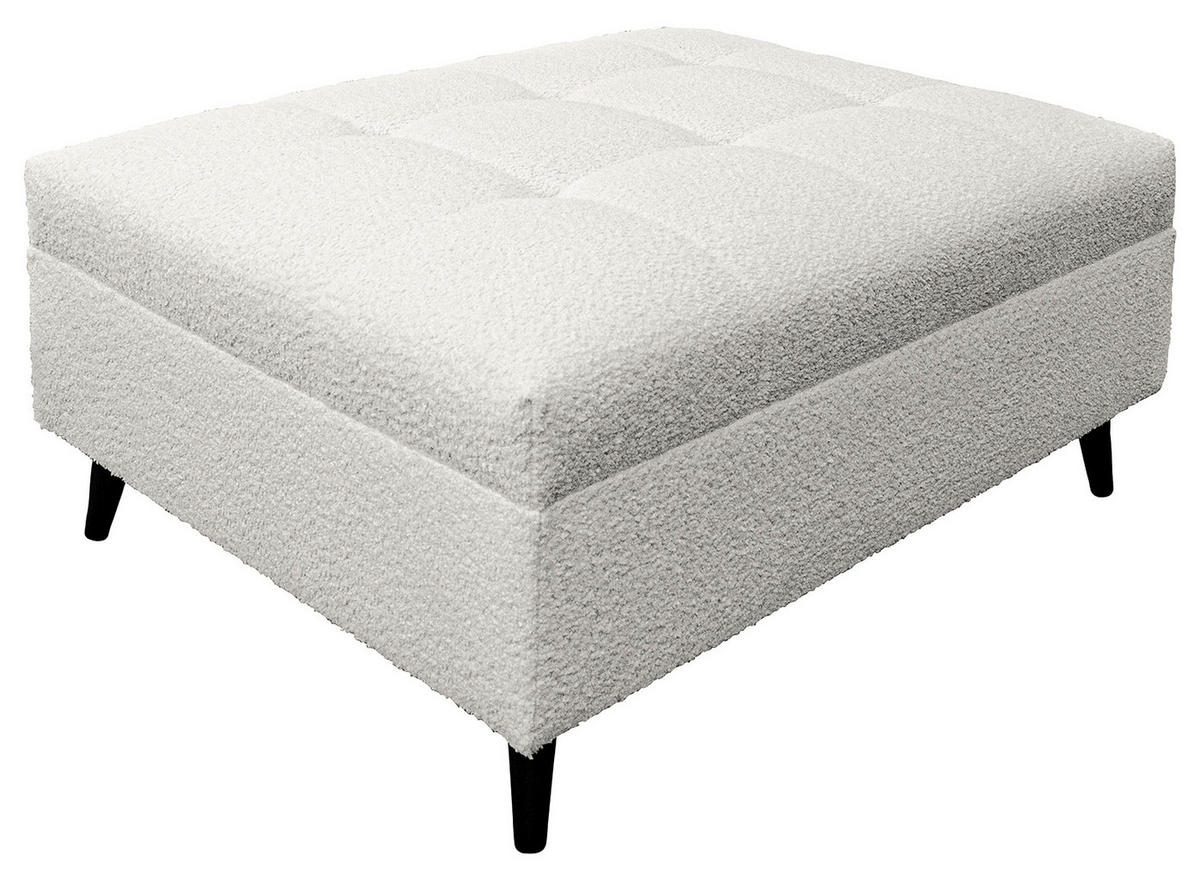 Ecksofa inkl. Hocker in Bouclé Hellgrau  - Hellgrau/Schwarz, Design, Holz/Textil (247/174cm) - MID.YOU