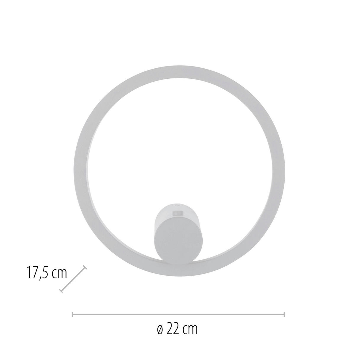 AKKU-WANDLEUCHTE 22/17,5/22 cm   - Weiß, Design, Kunststoff/Metall (22/17,5/22cm)