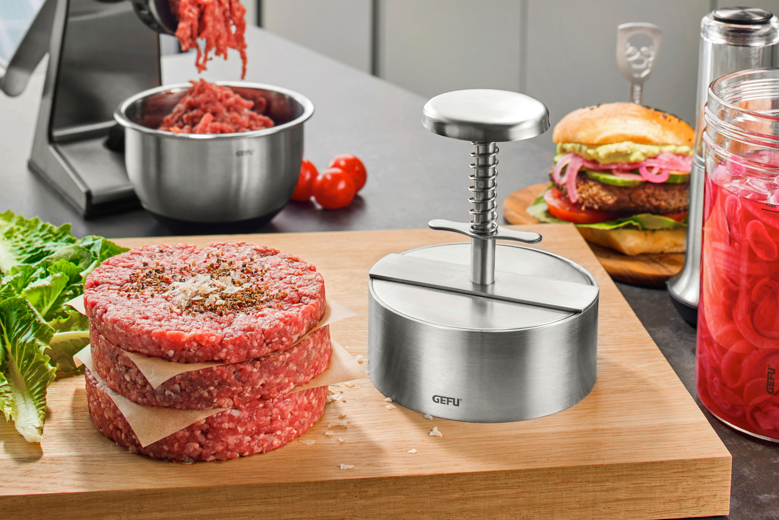 STISKALO ZA HAMBURGER - barve nerjavečega jekla, Basics, kovina (11,5/14cm) - Gefu