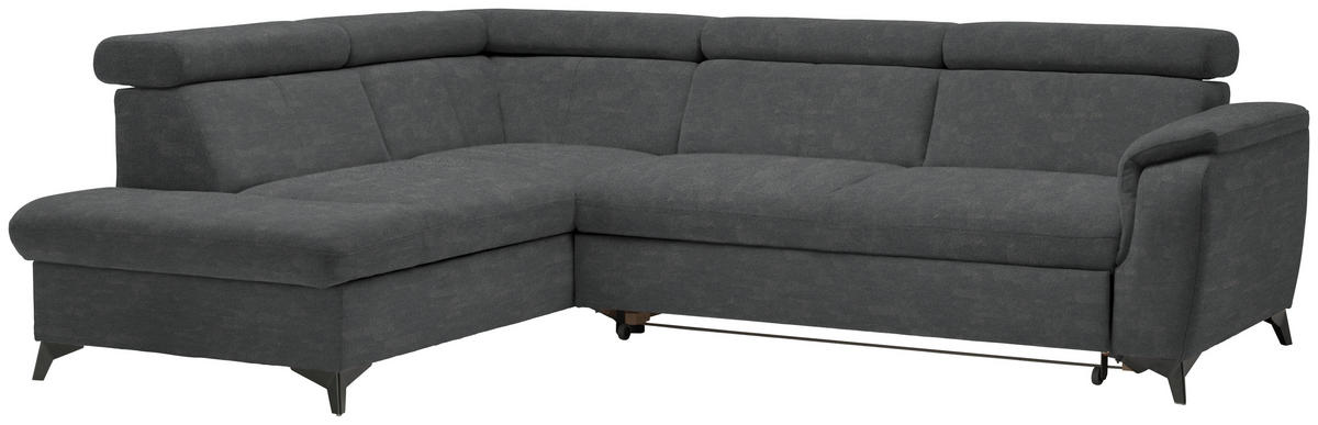 ECKSOFA in Mikrofaser Anthrazit  - Anthrazit/Schwarz, Design, Textil/Metall (203/260cm) - Stylife