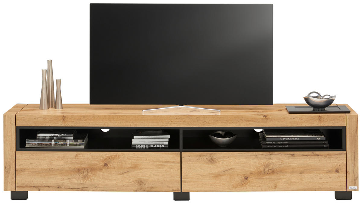 NISKA KOMODA   180/46/40 cm   crna, boje hrasta   - boje hrasta/crna, Design, drvni materijal (180/46/40cm) - Xora