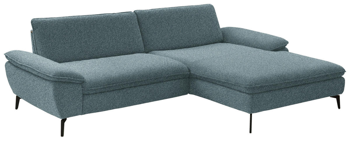 ECKSOFA in Webstoff Blaugrau  295/197 cm  - Blaugrau/Schwarz, Design, Textil/Metall (295/197cm) - Valdera