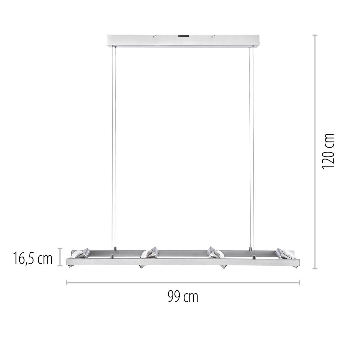 LED-HÄNGELEUCHTE  99/16,5/120 cm    - Edelstahlfarben, Design, Glas/Kunststoff (99/16,5/120cm) - Just Light