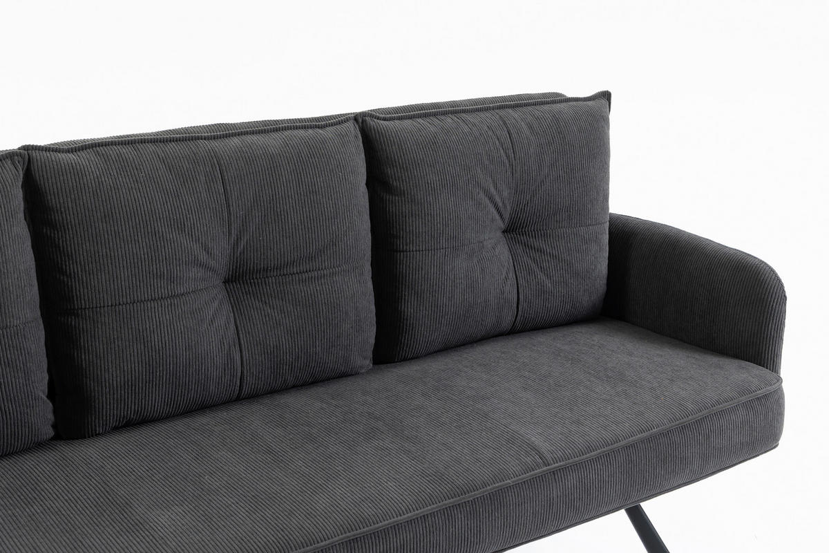 SITZBANK 180/93/67 cm Cord Anthrazit Metall  - Anthrazit/Schwarz, Design, Textil/Metall (180/93/67cm) - Novel