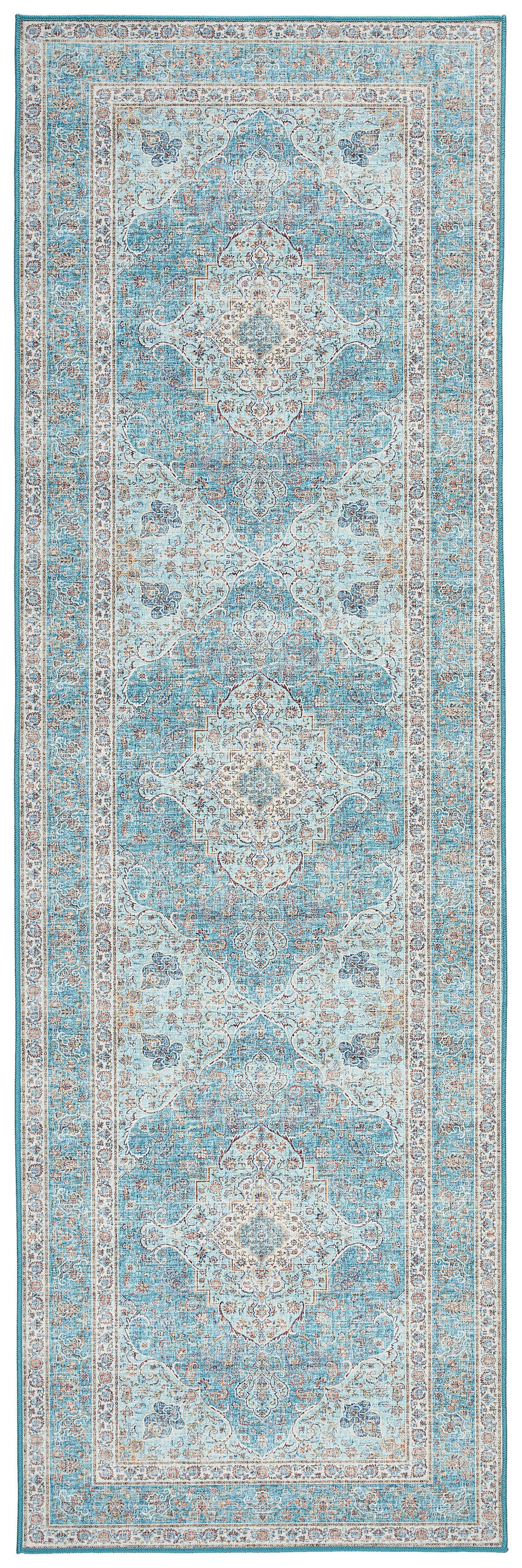 LÄUFER 80/250 cm  in Creme, Pastellblau, Cognac  - Pastellblau/Cognac, LIFESTYLE, Kunststoff/Textil (80/250cm) - Novel