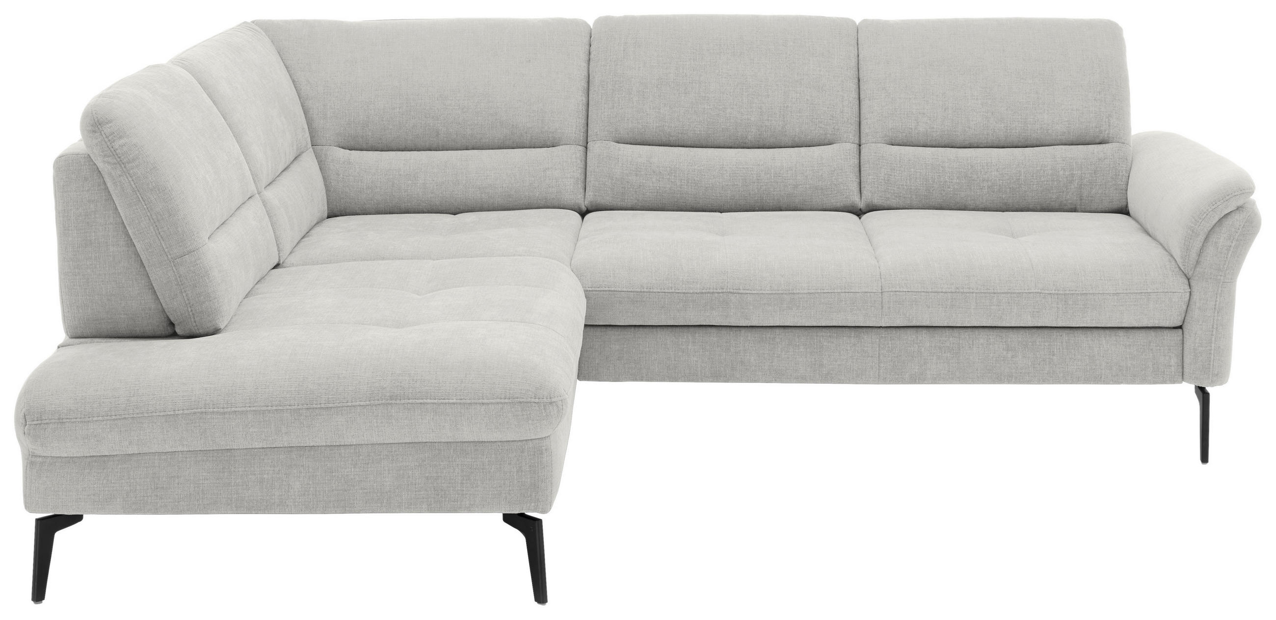 ECKSOFA in Webstoff Creme  - Creme/Schwarz, Design, Textil/Metall (206/256cm) - Beldomo System