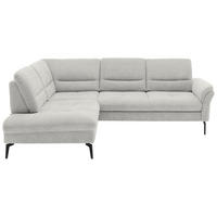ECKSOFA in Webstoff Creme  - Creme/Schwarz, Design, Textil/Metall (206/256cm) - Beldomo System