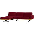 ECKSOFA in Flachgewebe Rot  - Rot/Schwarz, Natur, Holz/Textil (170/326cm) - Valnatura