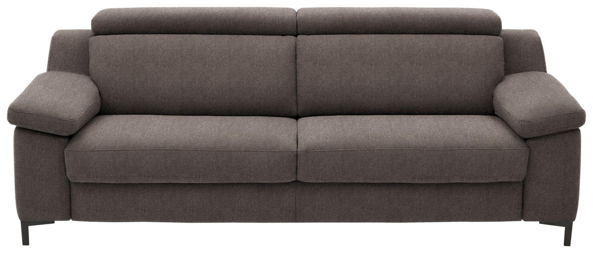 3-SITZER-SOFA in Chenille Graubraun  - Graubraun/Schwarz, Design, Textil/Metall (230/104/104cm) - Valdera