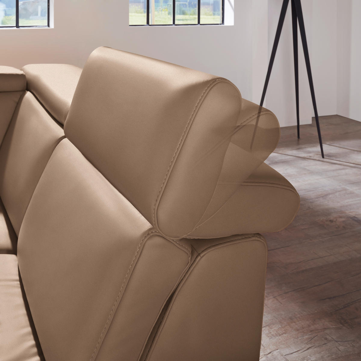ECKSOFA in Echtleder Braun  - Alufarben/Braun, Design, Leder/Metall (271/239cm) - Cantus