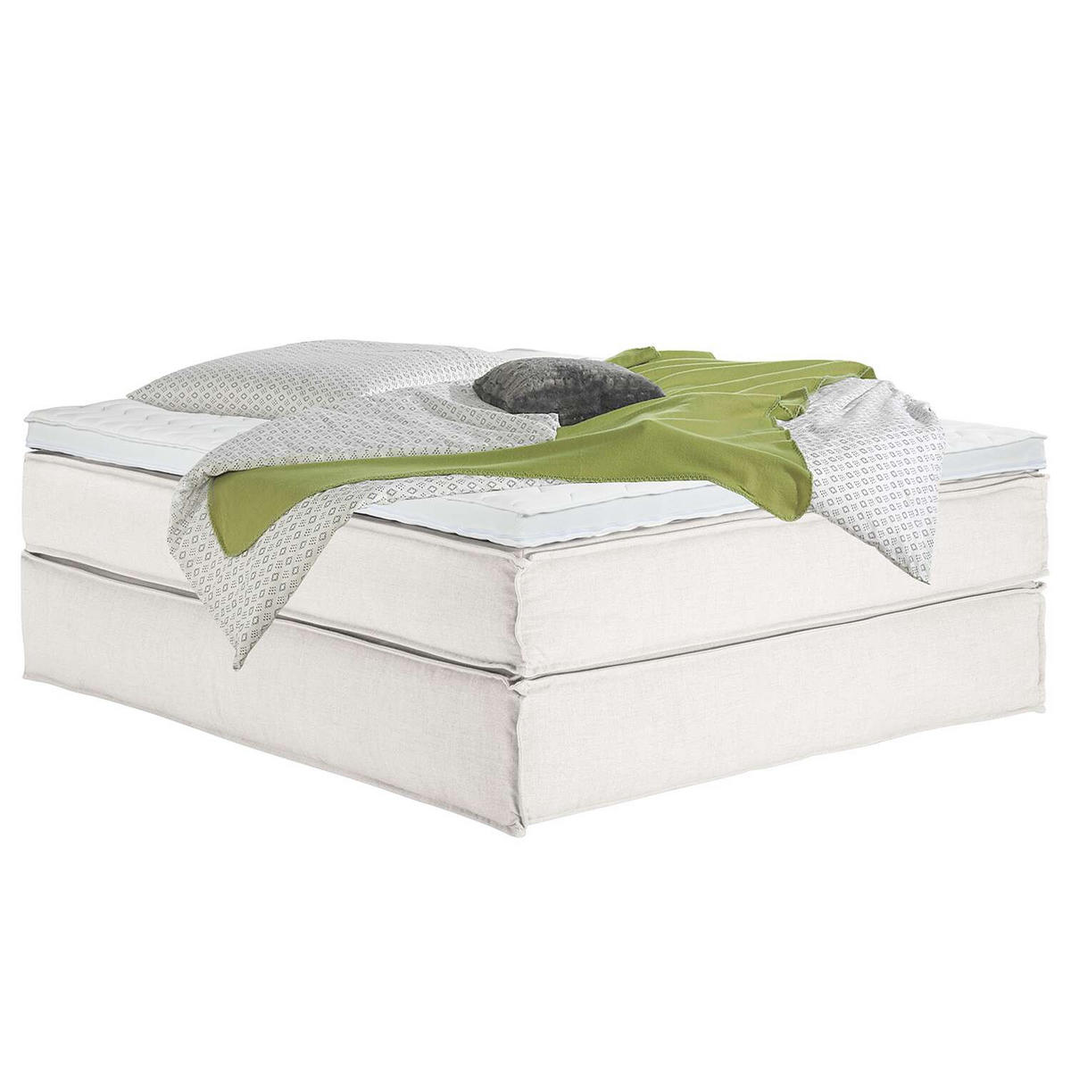 BOXSPRINGBETT 160/200 cm  in Creme  - Creme/Schwarz, Design, Textil (160/200cm) - home24