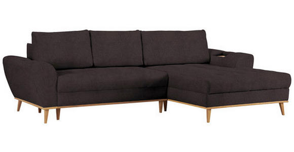 ECKSOFA in Webstoff Dunkelbraun  - Eichefarben/Dunkelbraun, Design, Holz/Textil (282/175cm) - Carryhome