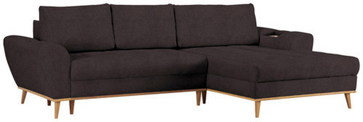 ECKSOFA in Webstoff Dunkelbraun  - Eichefarben/Dunkelbraun, Design, Holz/Textil (282/175cm) - Carryhome