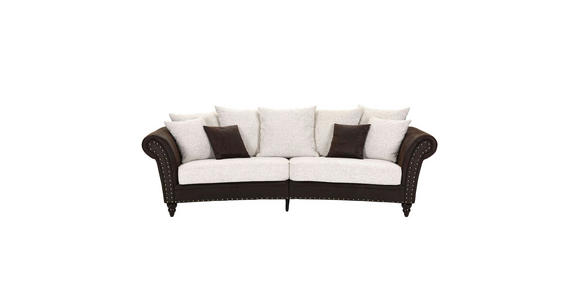 MEGASOFA  in Lederlook, Mikrofaser Braun, Beige  - Beige/Dunkelbraun, ROMANTIK / LANDHAUS, Holz/Textil (273cm) - Landscape