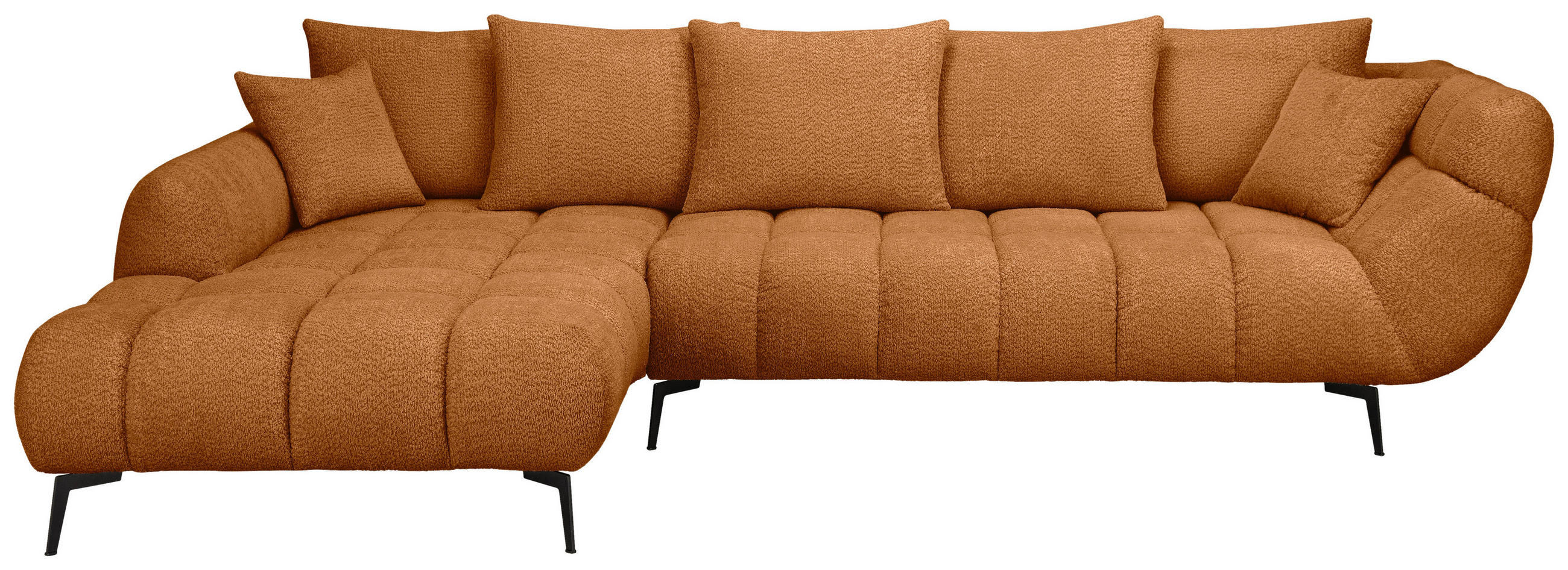 ECKSOFA Kupferfarben Bouclé Zierkissen, Rückenkissen, Rücken echt  - Schwarz/Kupferfarben, MODERN, Textil/Metall (217/318cm) - Carryhome