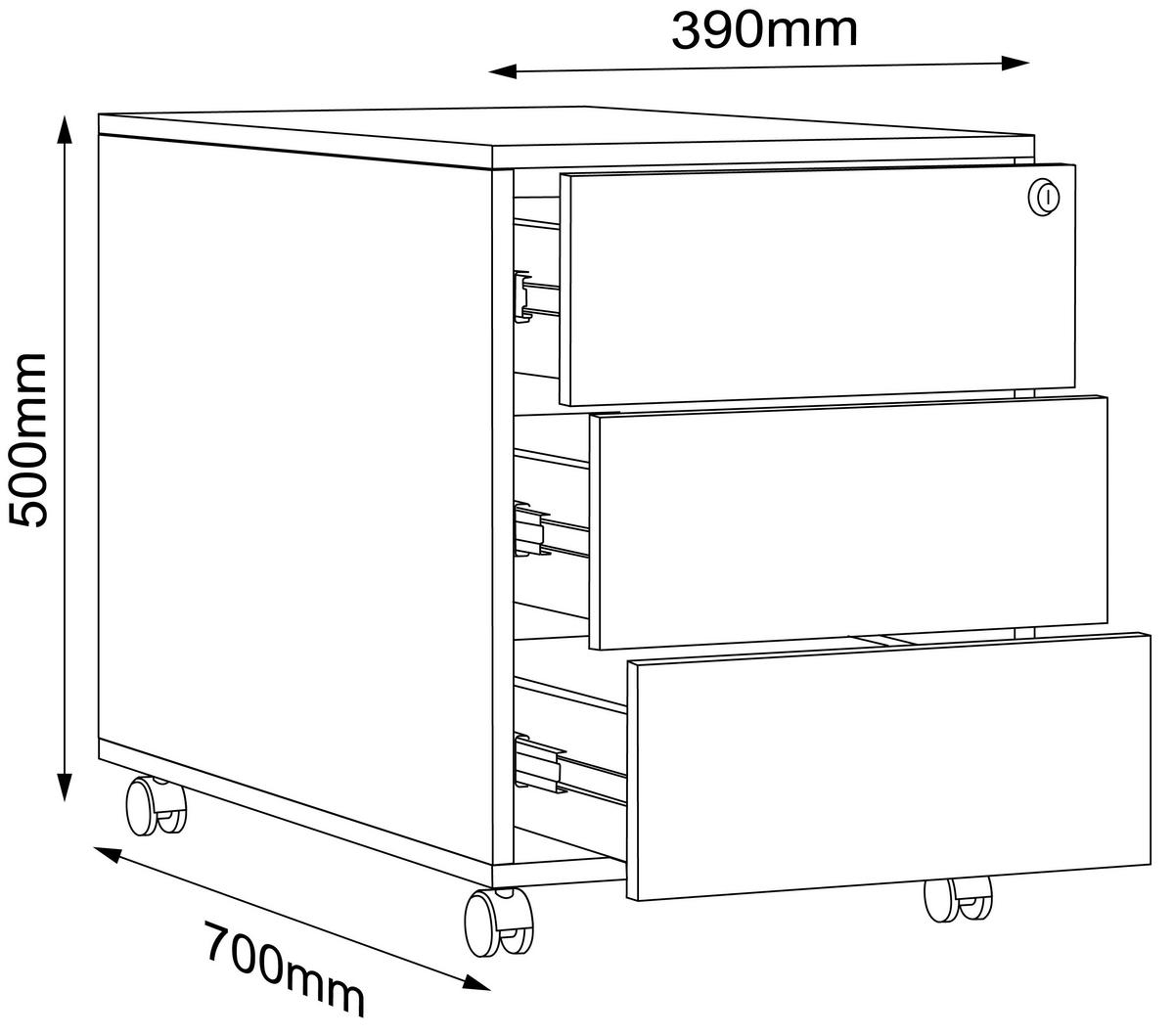 ROLLCONTAINER 42/50/70 cm  - Honigeiche/Anthrazit, Design, Holzwerkstoff/Kunststoff (42/50/70cm) - MID.YOU
