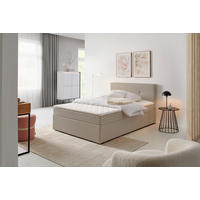 BOXBETT 140/200 cm,  in Sandfarben, Matratze, Topper, Rollrost, H2 = mittel  - Sandfarben/Schwarz, KONVENTIONELL, Holz/Kunststoff (140/200cm) - P & B