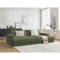 BIGSOFA LEONARD Cord Hellgrün  - Schwarz/Hellgrün, MODERN, Kunststoff/Textil (234/77/159cm)