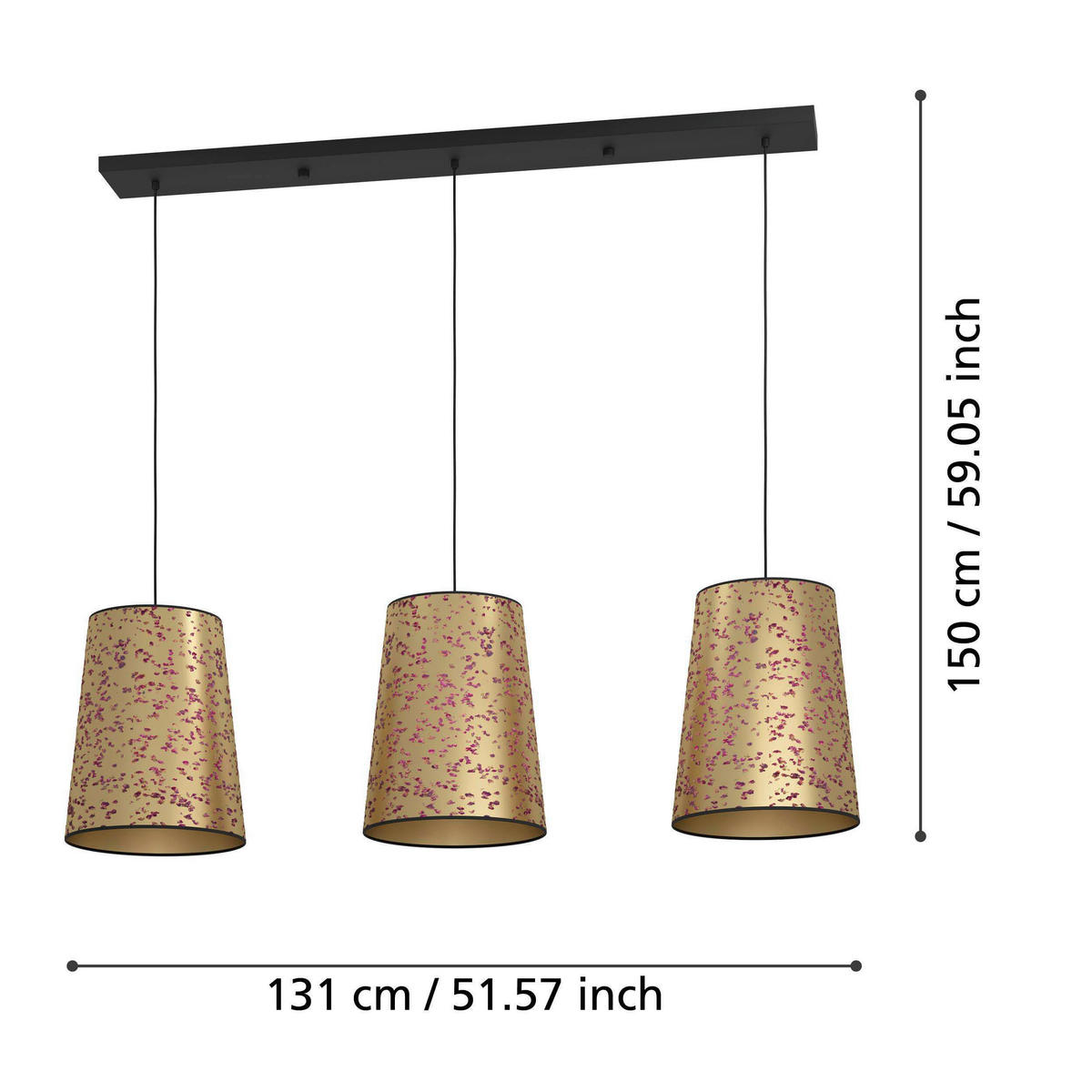 HÄNGELEUCHTE 131/30/150 cm  - Pink/Goldfarben, KONVENTIONELL, Papier/Metall (131/30/150cm) - Eglo