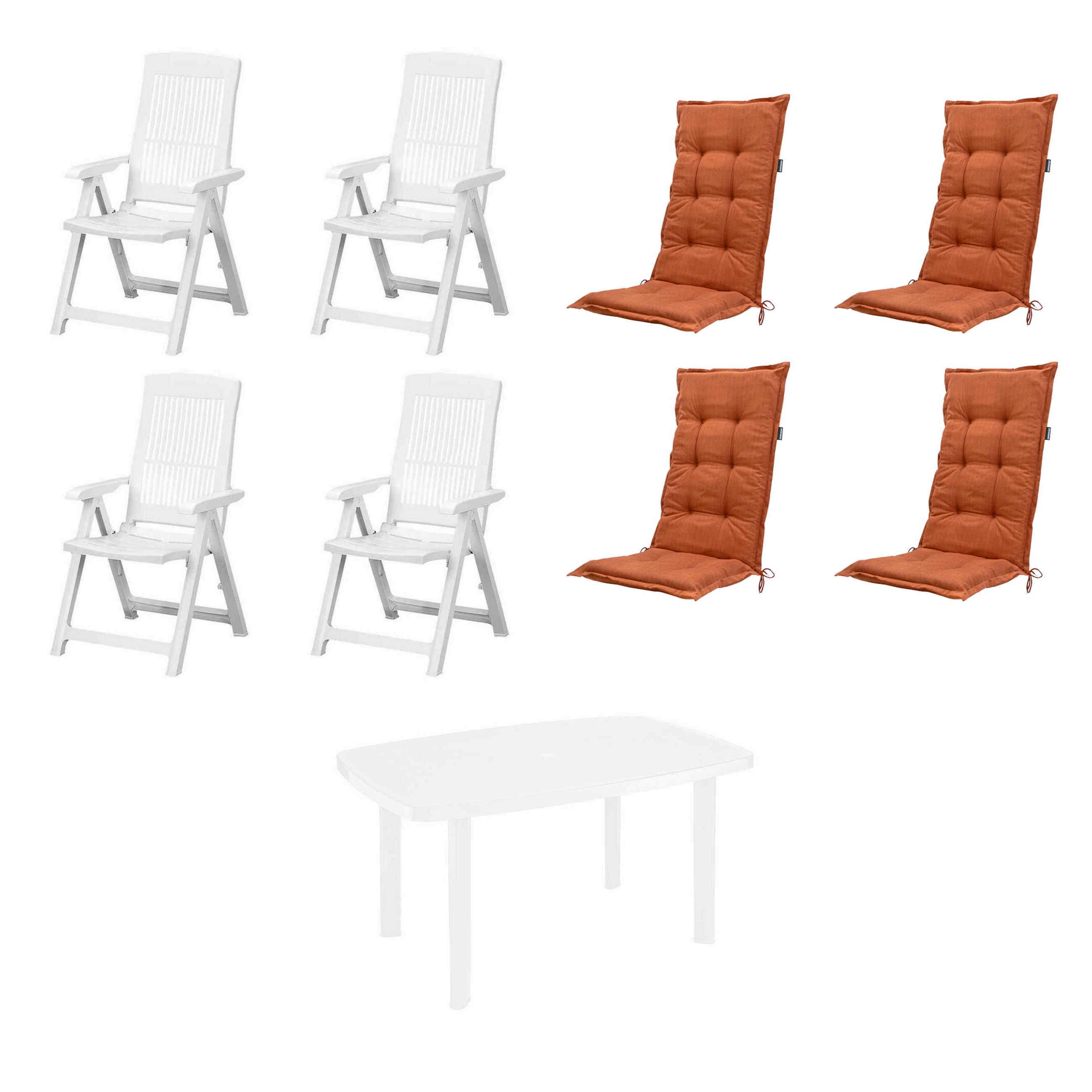 GARTENTISCHGRUPPE  - Terracotta/Weiß, MODERN, Kunststoff/Textil (90/111/140cm) - Gardenson