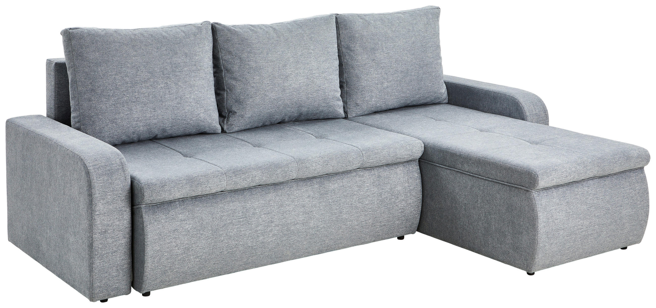 ECKSOFA in Webstoff Grau  - Schwarz/Grau, Konventionell, Kunststoff/Textil (235/158cm) - P & B