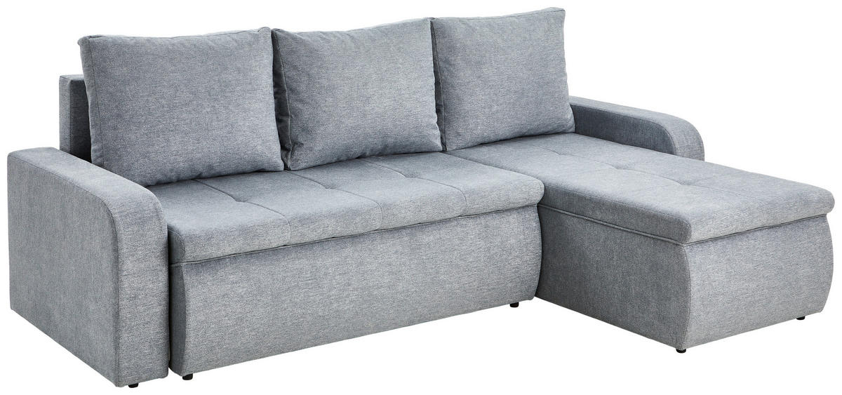 ECKSOFA in Webstoff Grau  - Schwarz/Grau, Konventionell, Kunststoff/Textil (235/158cm) - P & B