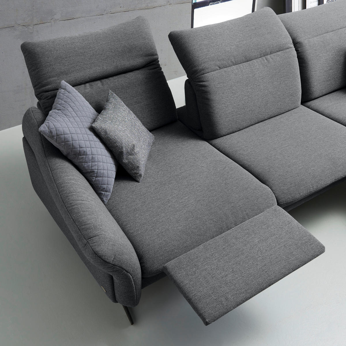 ECKSOFA in Webstoff Hellgrau  - Anthrazit/Hellgrau, Design, Textil/Metall (299/203cm) - Himolla