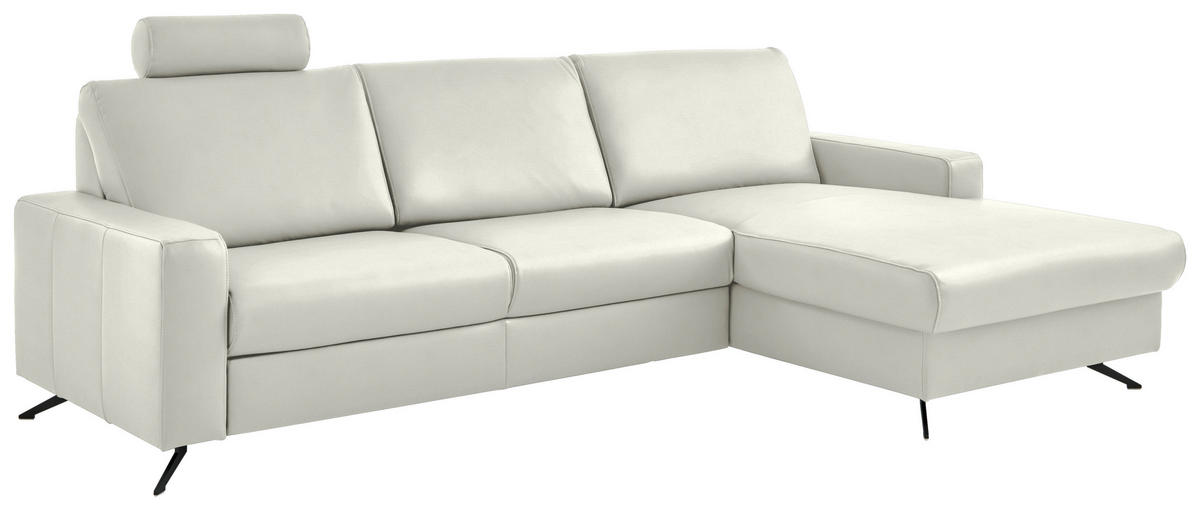ECKSOFA in Echtleder Weiss  - Weiss/Schwarz, Design, Leder/Metall (267/165cm) - Lomoco