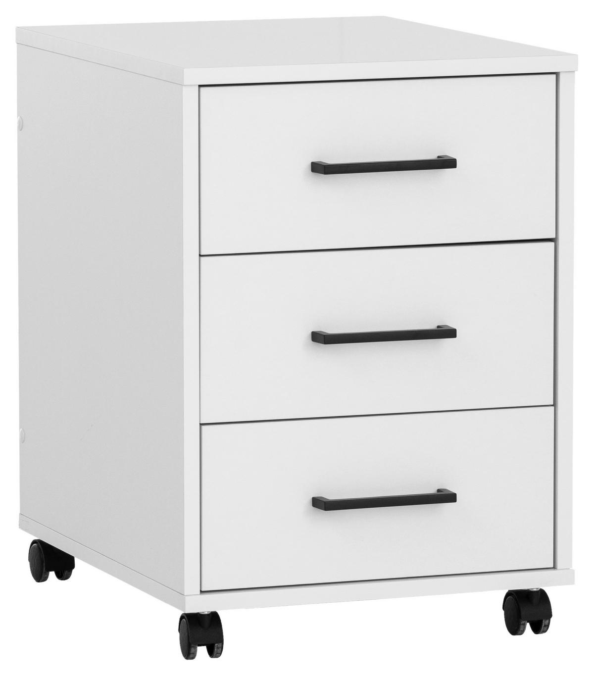 ROLLCONTAINER Weiß  - Schwarz/Weiß, MODERN, Holzwerkstoff/Kunststoff (40,1/57/50cm) - MID.YOU