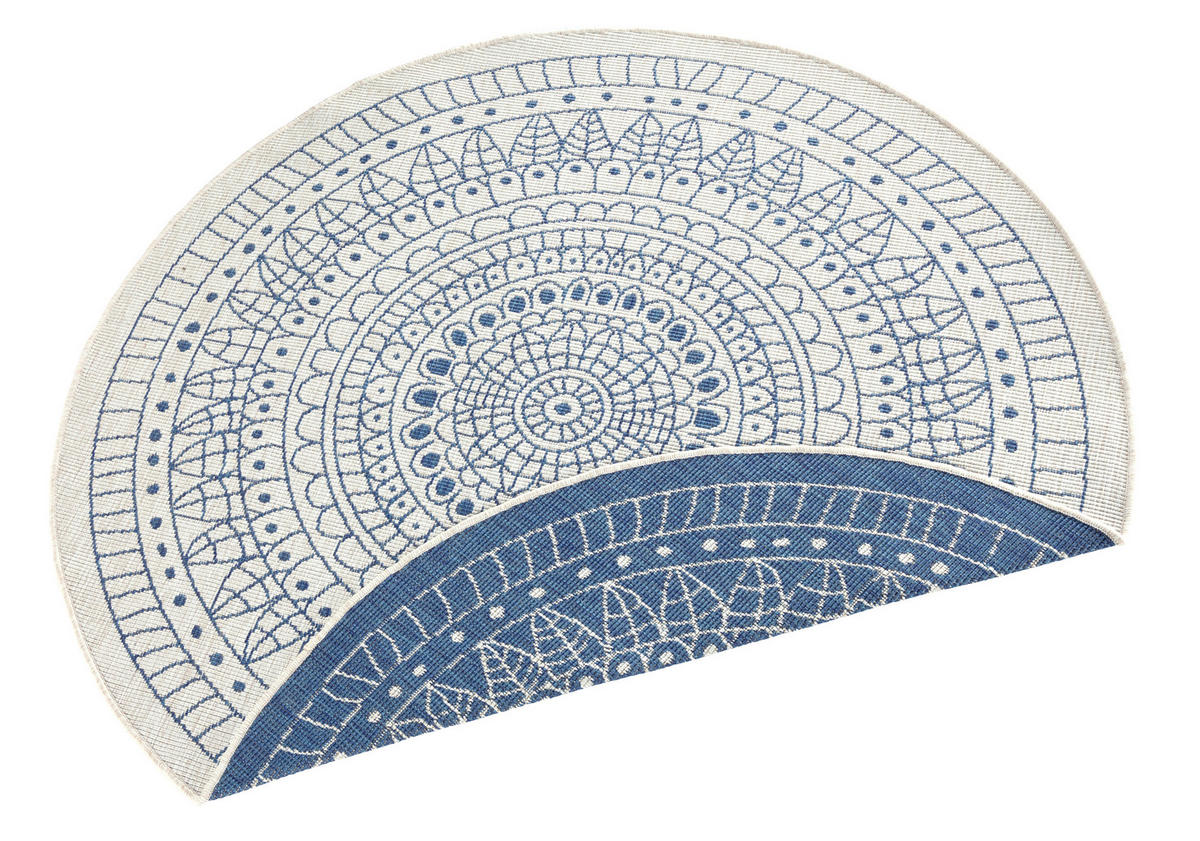 OUTDOORTEPPICH 140 cm Twin Blau, Creme  - Blau/Creme, Design, Kunststoff (140cm)