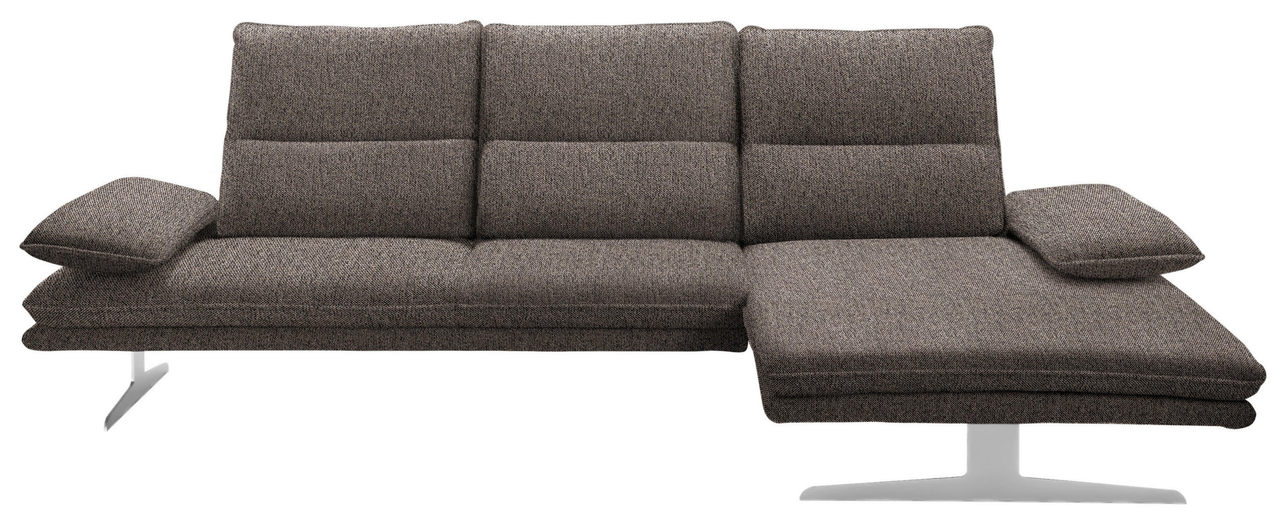 ECKSOFA Braun Webstoff - Edelstahlfarben/Braun, Design, Textil/Metall (291/164cm) - Chilliano