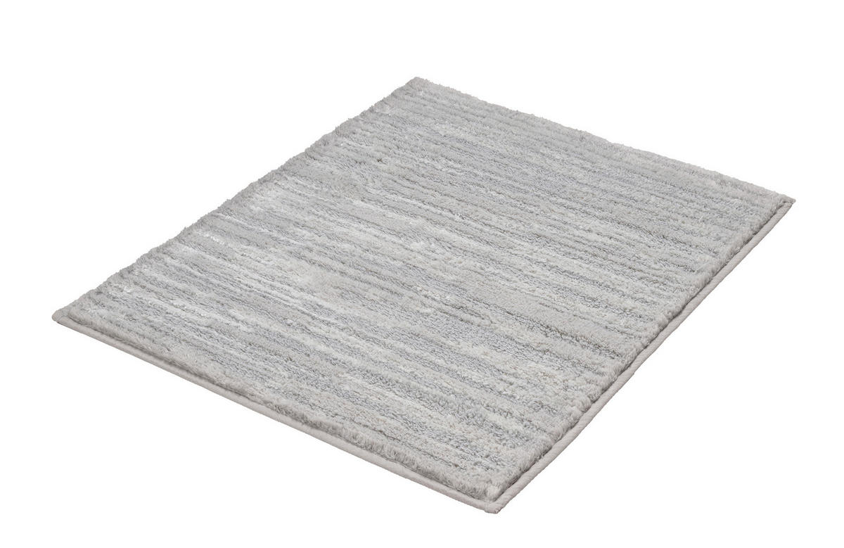 BADTEPPICH GLOW Grau, Hellgrau 55/65 cm  - Hellgrau/Grau, Basics, Kunststoff/Textil (55/65cm) - Kleine Wolke
