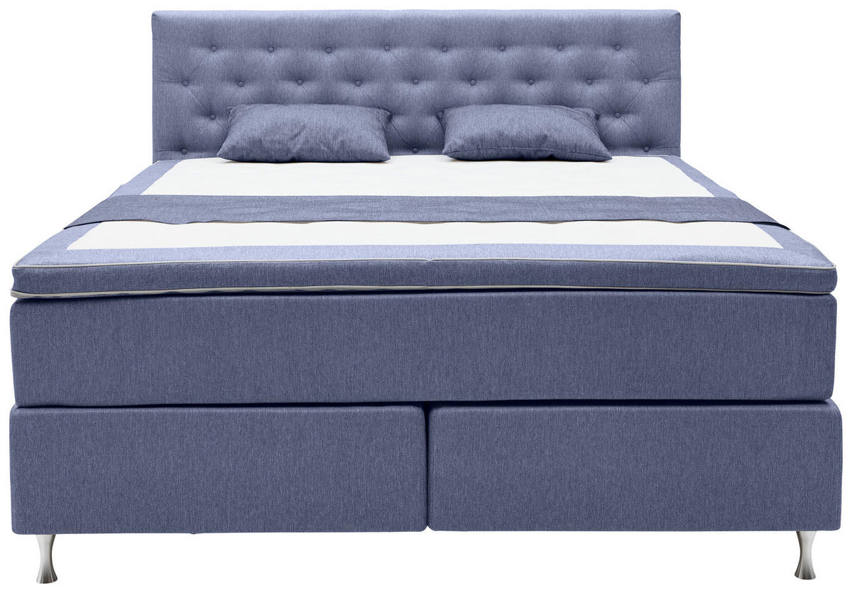 KONTINENTALSÄNG 180/200 cm  i grå  - aluminiumfärg/grå, Design, metall/trämaterial (180/200cm) - Elegando