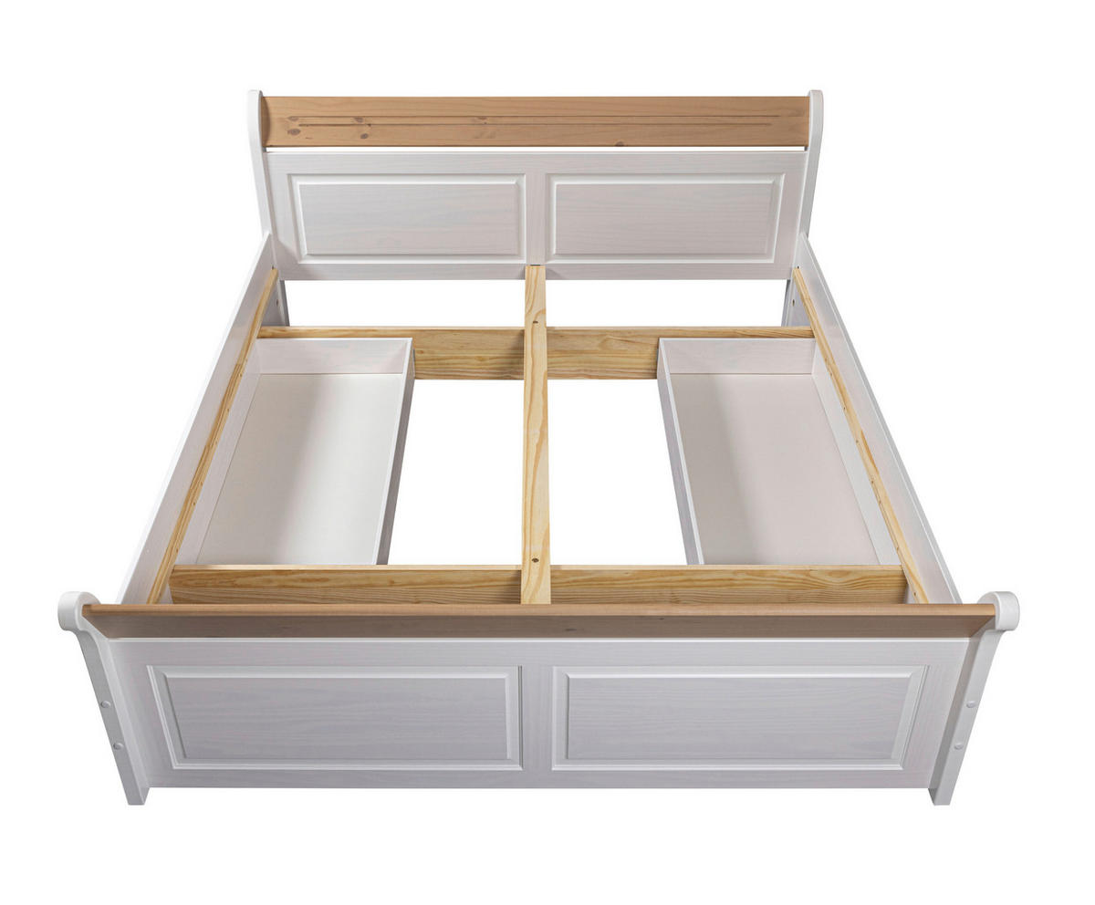 STAURAUMBETT 180/200 cm  in Weiß, Eichefarben  - Eichefarben/Weiß, LIFESTYLE, Holz (180/200cm) - Ti'me