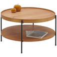 COUCHTISCH Eiche furniert 80/80/45 cm rund Schwarz, Eichefarben  - Eichefarben/Schwarz, Design, Holz/Holzwerkstoff (80/80/45cm) - Hom`in