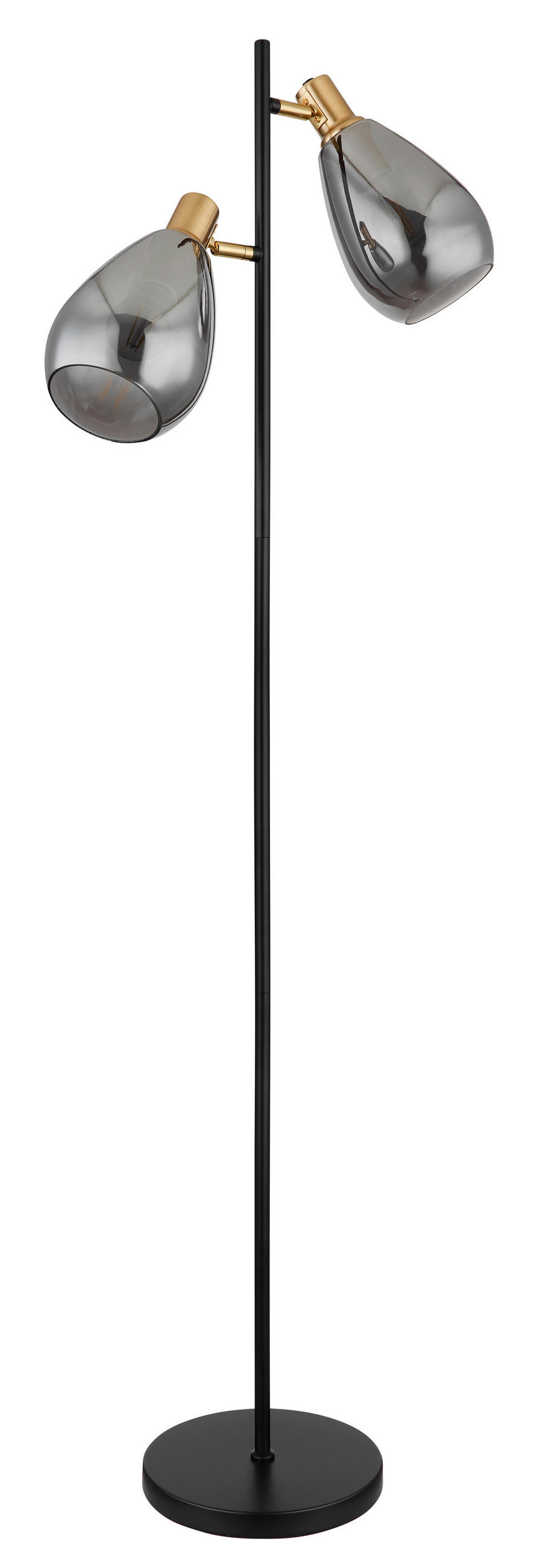 STEHLEUCHTE 34/25/160 cm    - Messingfarben/Schwarz, Design, Glas/Metall (34/25/160cm) - Globo