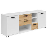 KOMODA  - čierna/biela, Konventionell, kompozitné drevo/plast (155/59/38cm) - Xora