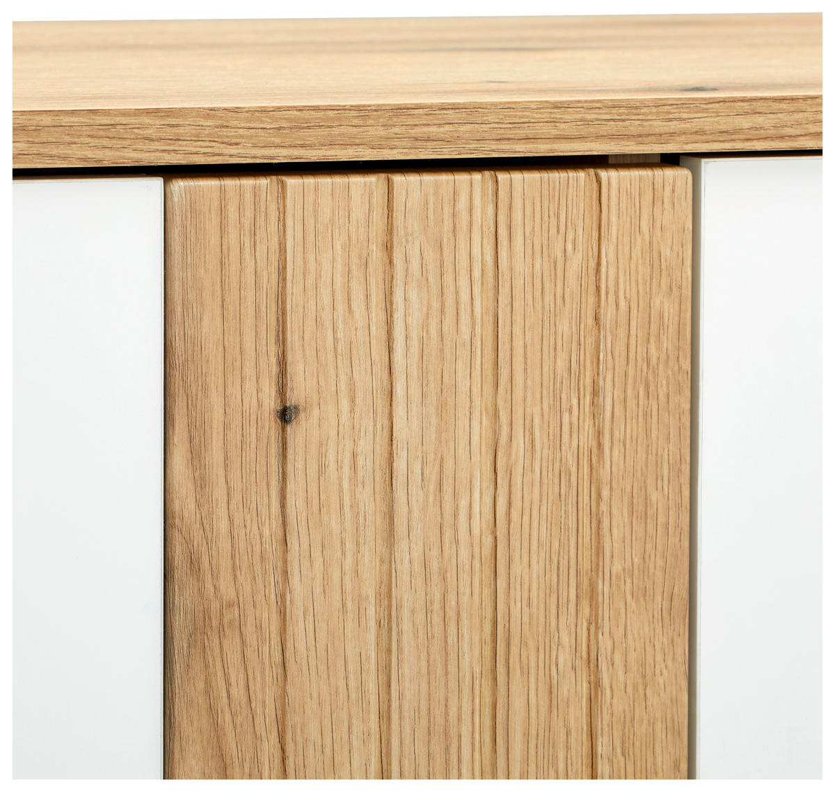 VITRINE in Weiß, Eichefarben  - Eichefarben/Schwarz, Design, Glas/Holzwerkstoff (95/137/40cm) - Ti'me