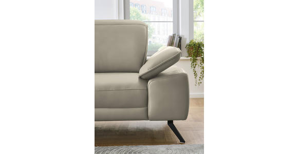 ECKSOFA in Echtleder Ecru 193/332 cm - Ecru/Schwarz, Design, Leder/Metall (193/332cm) - Dieter Knoll