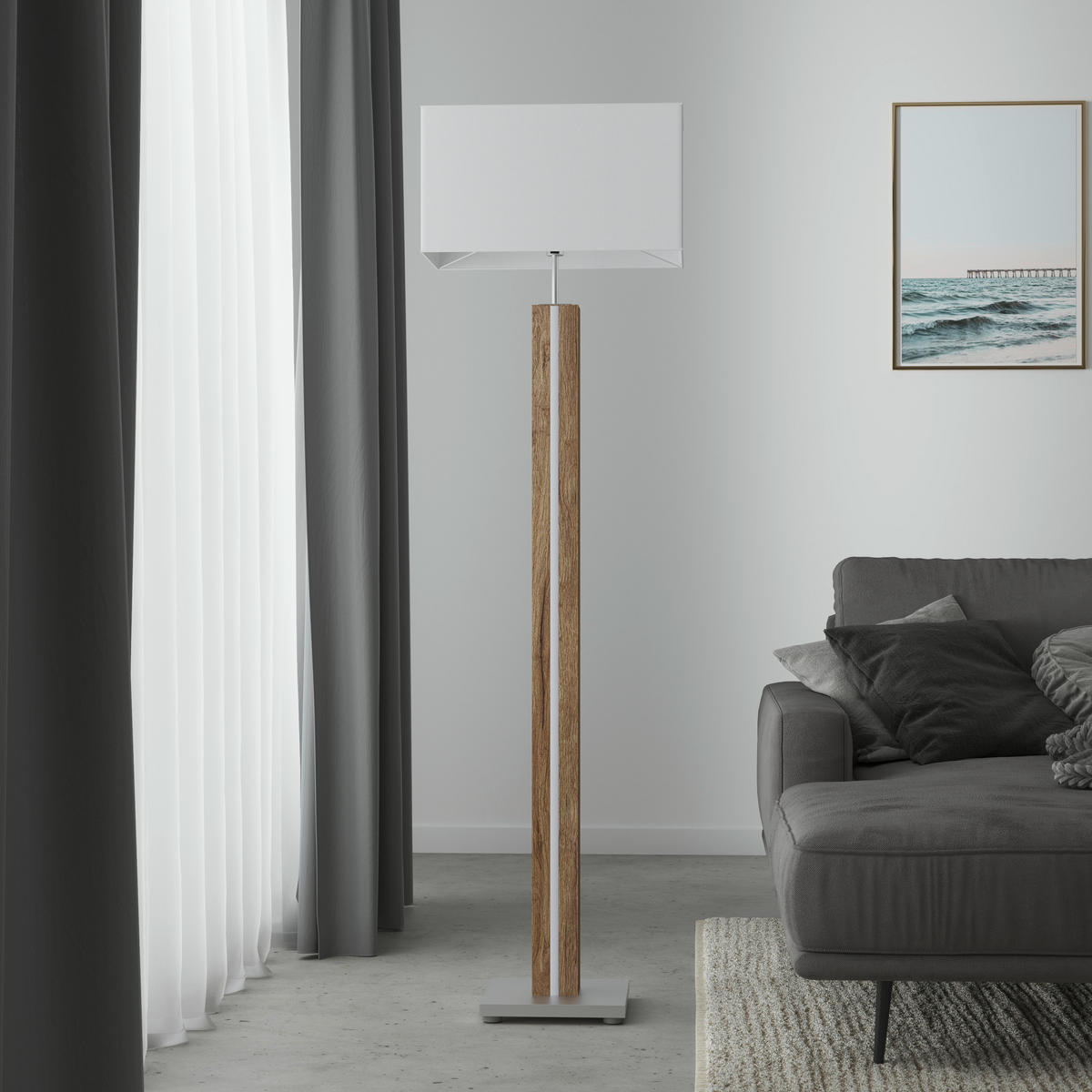 STEHLEUCHTE 40/27/150 cm    - Silberfarben/Weiß, Design, Holzwerkstoff/Textil (40/27/150cm)