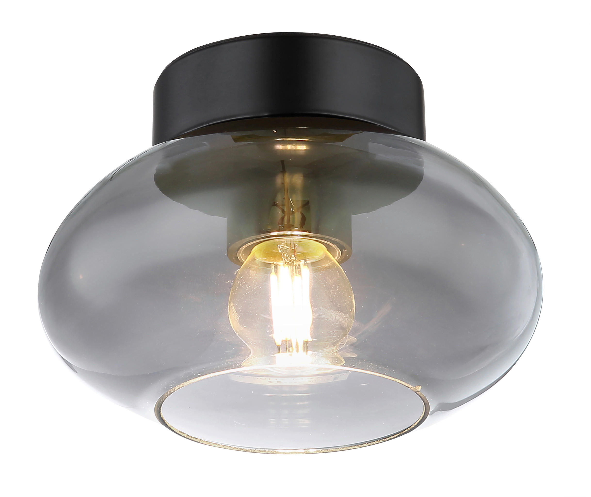 DECKENLEUCHTE  18/13 cm    - Schwarz, Design, Glas/Metall (18/13cm) - Globo