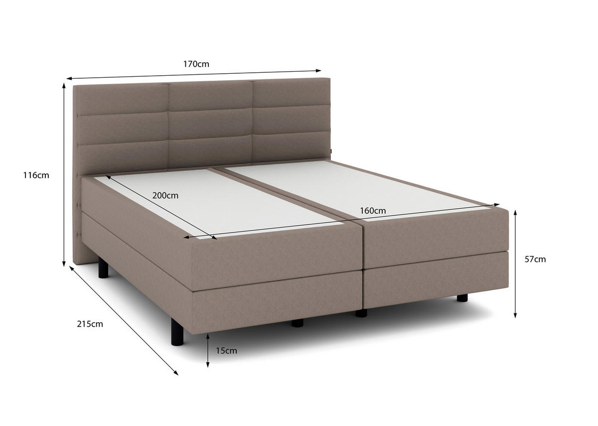 BOXSPRINGBETT 160/200 cm  in Hellbraun  - Hellbraun/Schwarz, KONVENTIONELL, Holzwerkstoff/Kunststoff (160/200cm) - Musterring