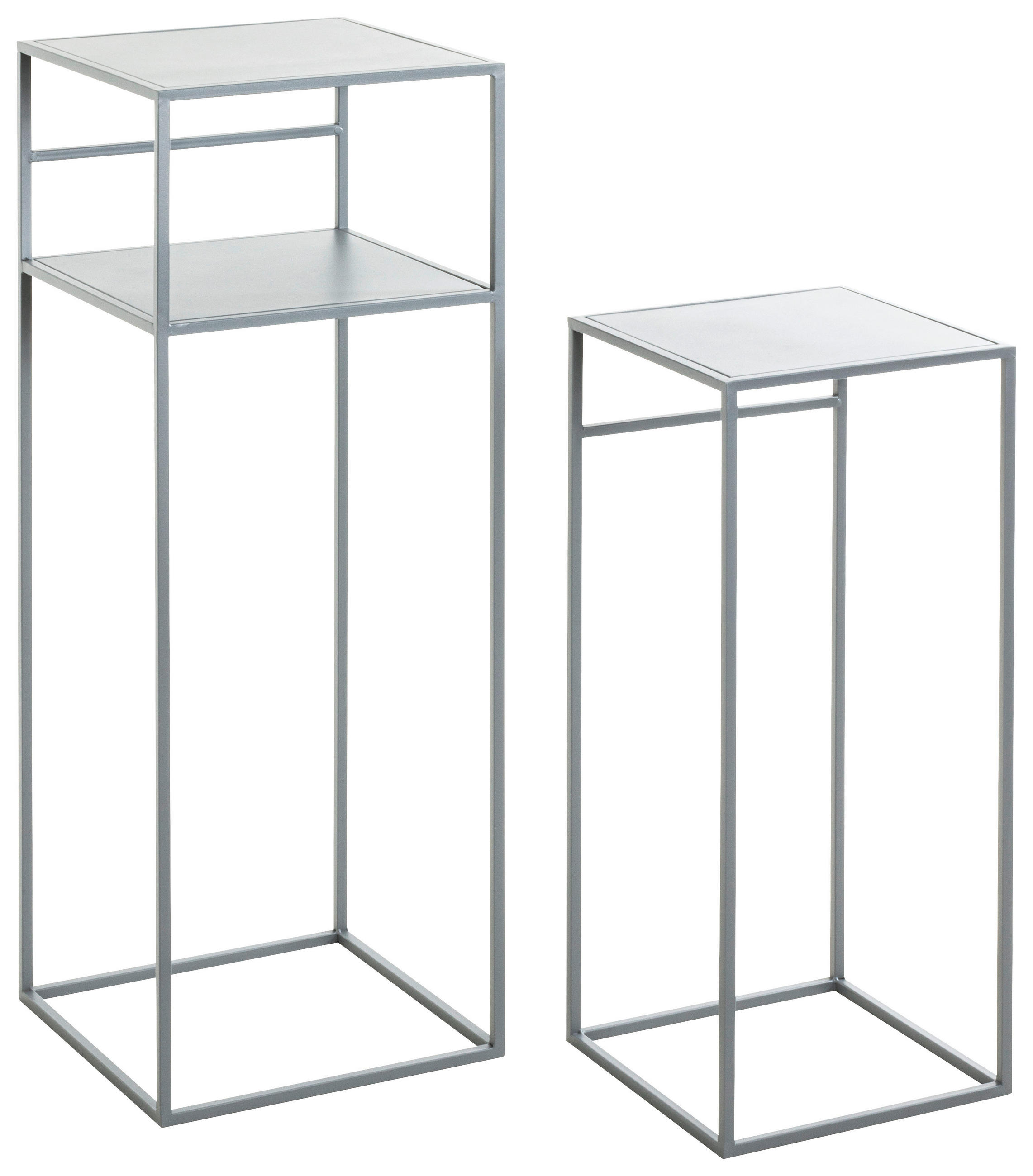 BEISTELLTISCHSET quadratisch Hellgrau  - Hellgrau, Trend, Metall (26-30/26-30/63-85cm)