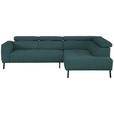 ECKSOFA  in Chenille Blau  280/205 cm  - Blau/Schwarz, Design, Textil/Metall (280/205cm) - Xora