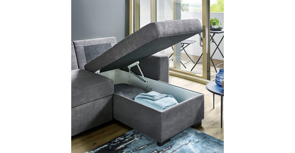 ECKSOFA inkl.Funktionen Grau Webstoff  - Schwarz/Grau, Design, Textil (245/160cm) - Xora