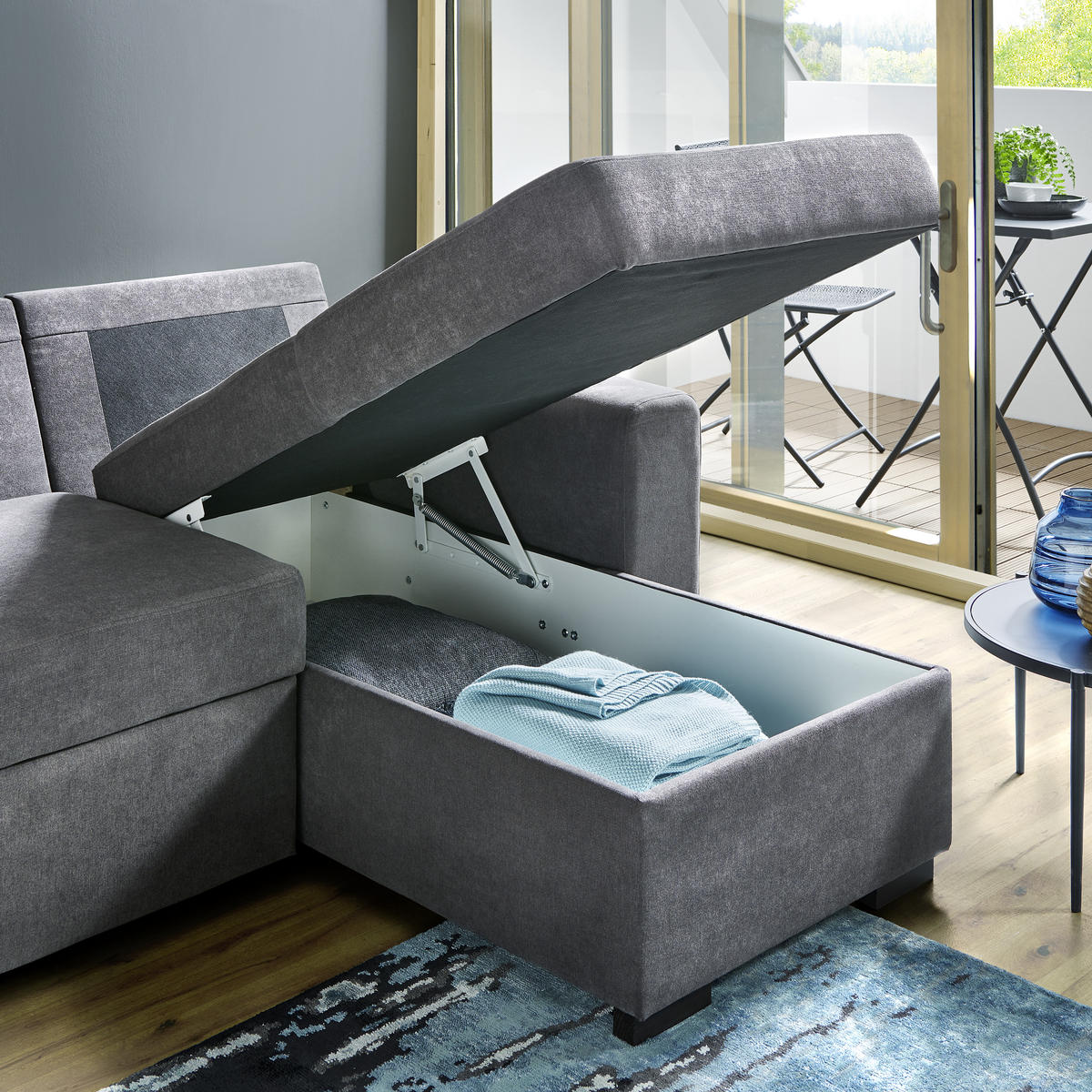 ECKSOFA inkl.Funktionen Beige Webstoff  - Beige/Schwarz, Design, Textil (245/160cm) - Xora