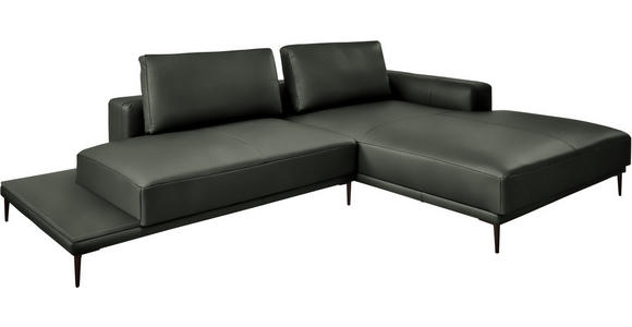 ECKSOFA  in Echtleder Anthrazit  304/201 cm  - Anthrazit/Schwarz, Design, Leder/Metall (304/201cm) - Belluti