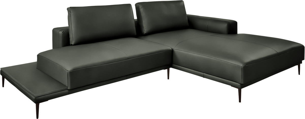 ECKSOFA Echtleder Anthrazit  - Anthrazit/Schwarz, Design, Leder/Metall (304/201cm) - Belluti