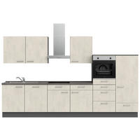 KÜCHENBLOCK 360 cm   in Weiß, Schieferfarben  - Schieferfarben/Edelstahlfarben, MODERN, Holzwerkstoff/Metall (360cm) - Nobilia