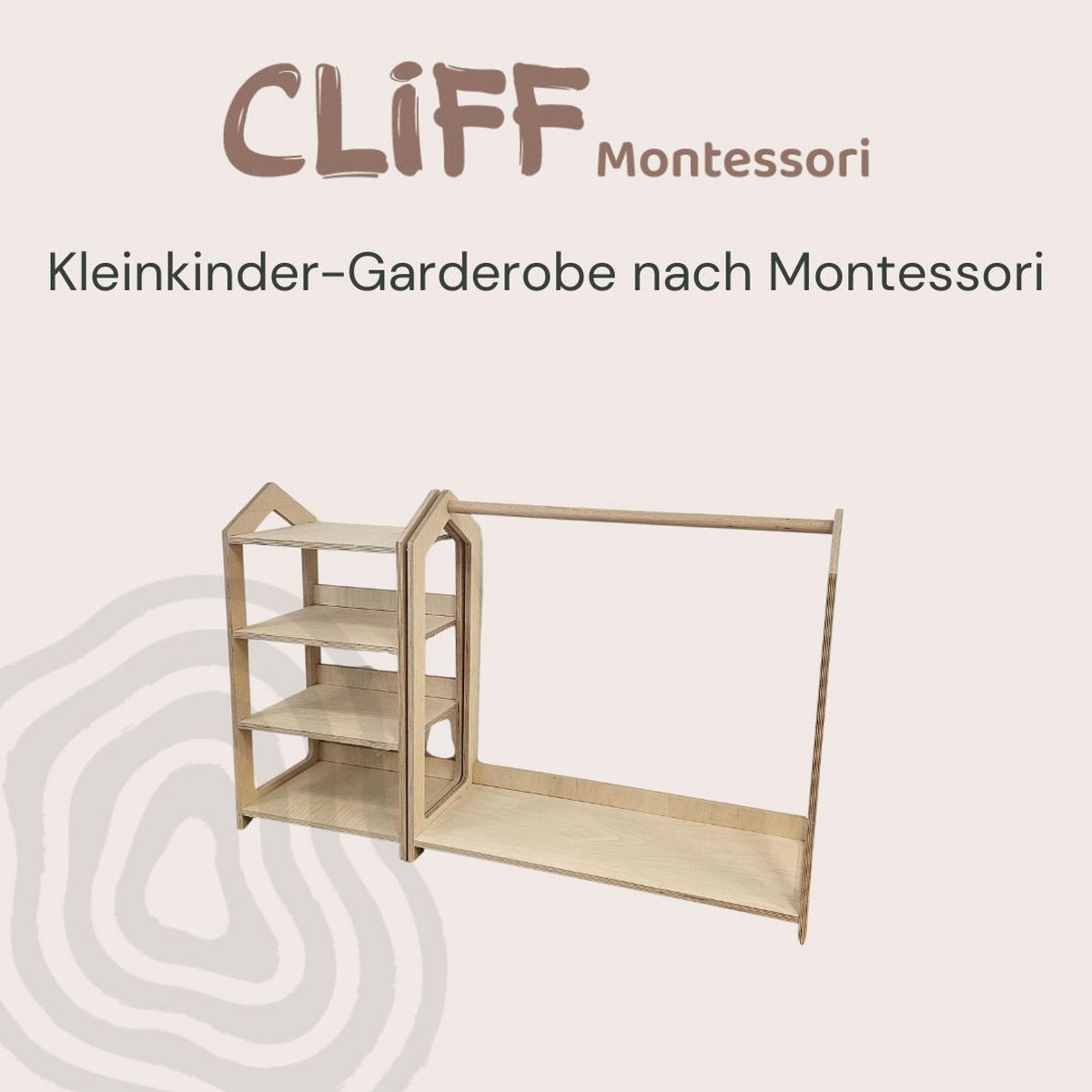 KINDERGARDEROBE in   - Birkefarben, Basics, Holz (124/43/81cm) - CLIFF